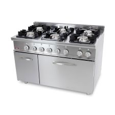 Cucina Professionale Gas 6 Fuochi + Forno Elettrico Profondità 70 cm
