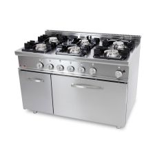 Cucina Professionale Gas 6 Fuochi + Forno Gas Profondità 70 cm