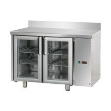 Tavolo Refrigerato 2 Porte In Vetro Con Piano Alzatina A Motore Remoto Pr. 70 cm