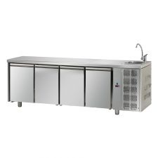 Tavolo Refrigerato 4 Porte Con Piano e Lavello Pr. 70 cm
